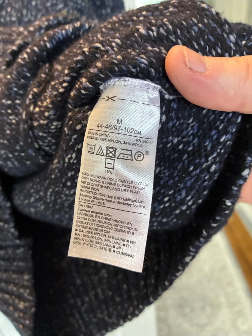 Banana Republic Navy & White Marled Zip-Up Sweater